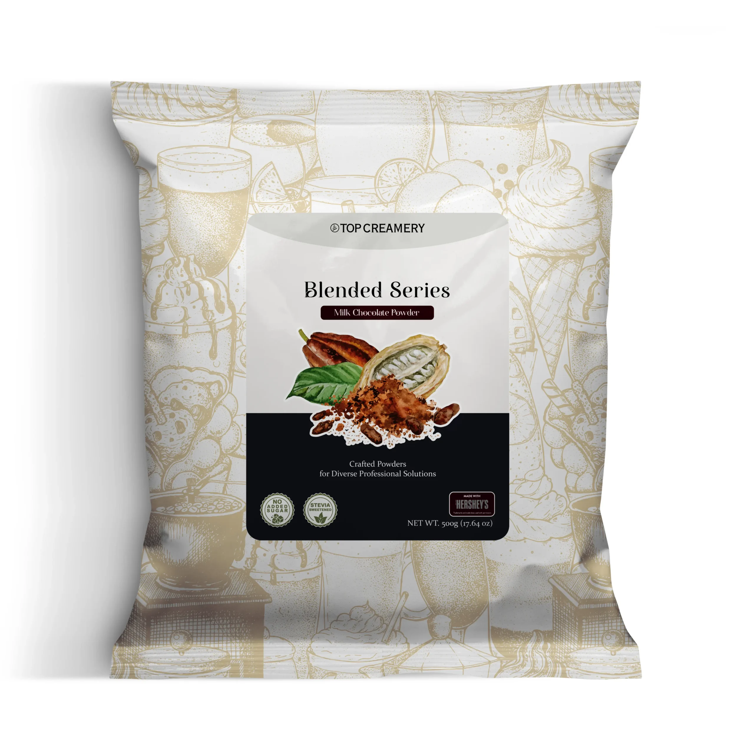 Blended Series Milk Chocolate Powder with Hershey’s 500g packaging for chocolate drinks and desserts