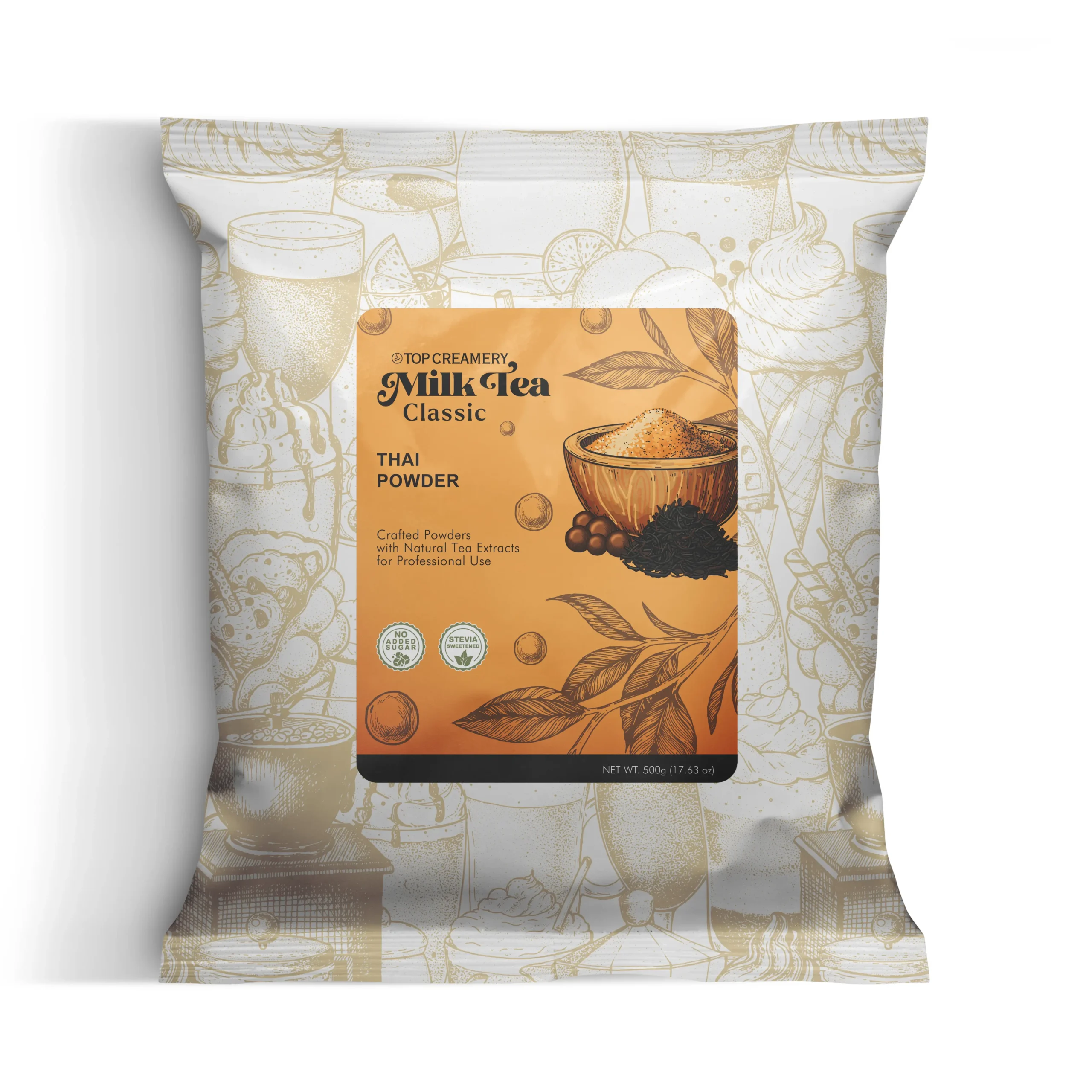 Milktea Series Thai Powder 500g packaging with Thai milk tea and creamy dessert drink