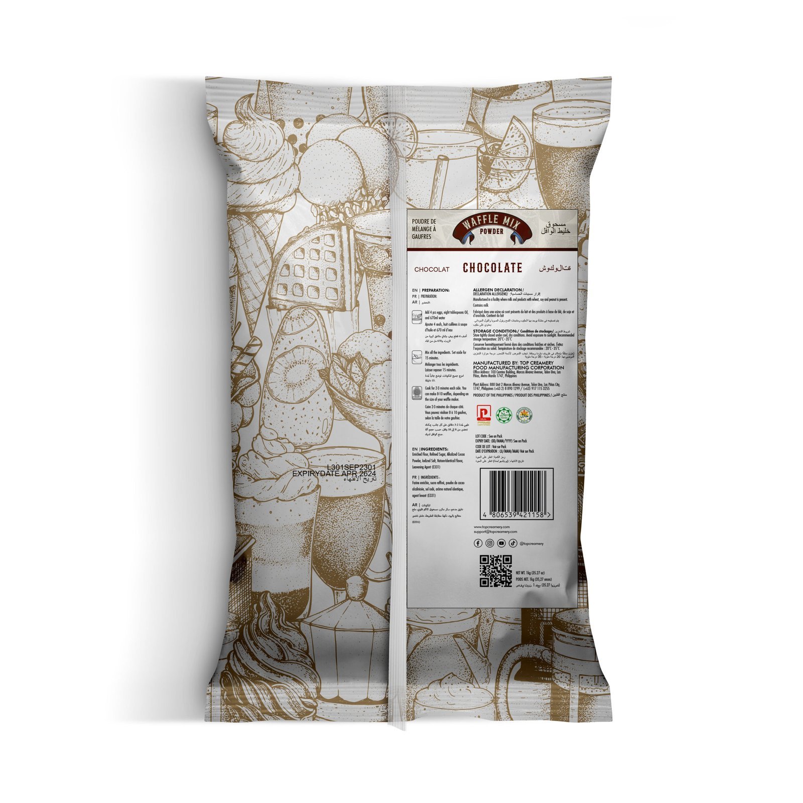 Waffle Mix Chocolate Powder 1kg - Image 2