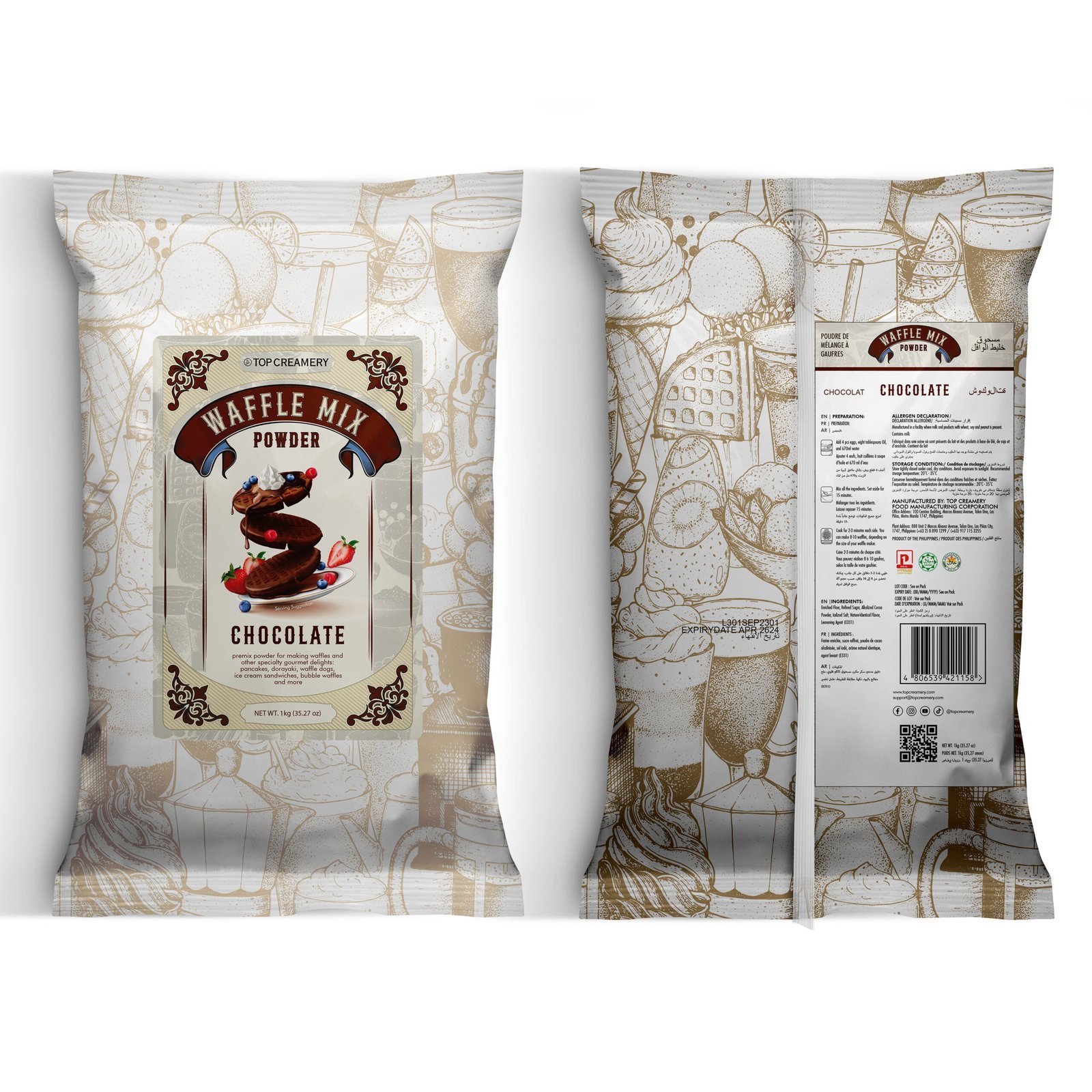 Waffle Mix Chocolate Powder 1kg - Image 3