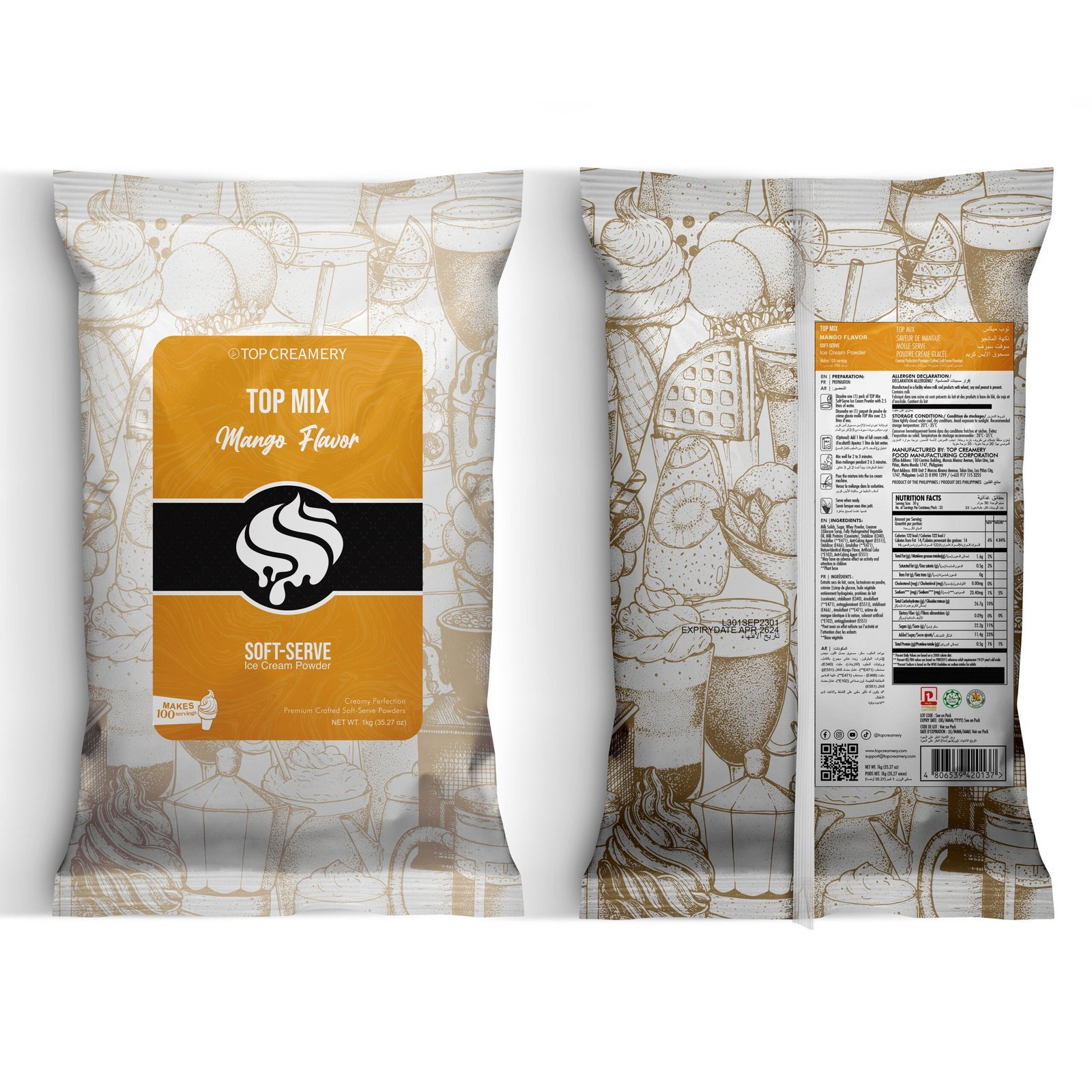 TOP Mix Soft-Serve Ice Cream Mango Powder 1kg - Image 3