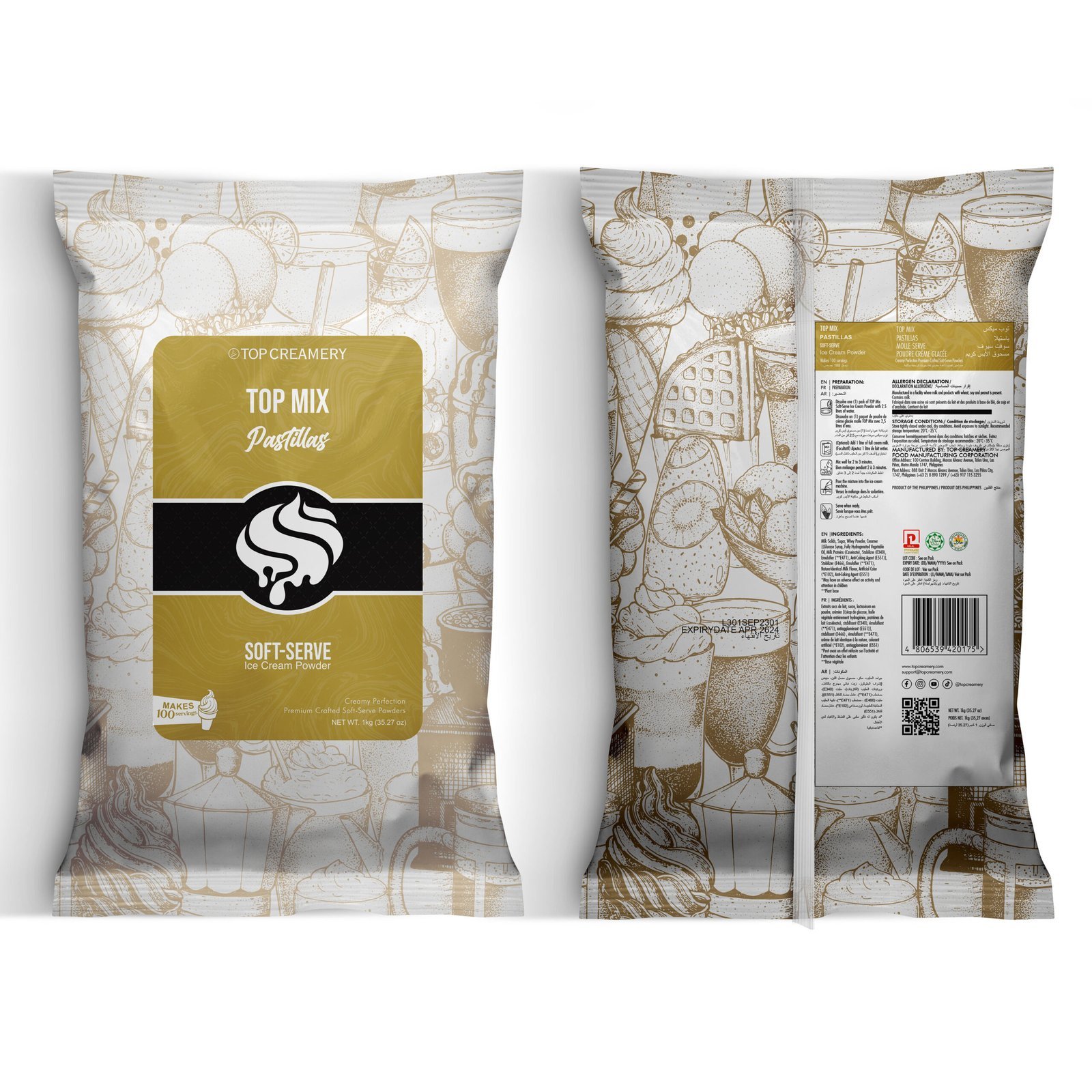 TOP Mix Soft-Serve Ice Cream Pastillas Powder 1kg - Image 3