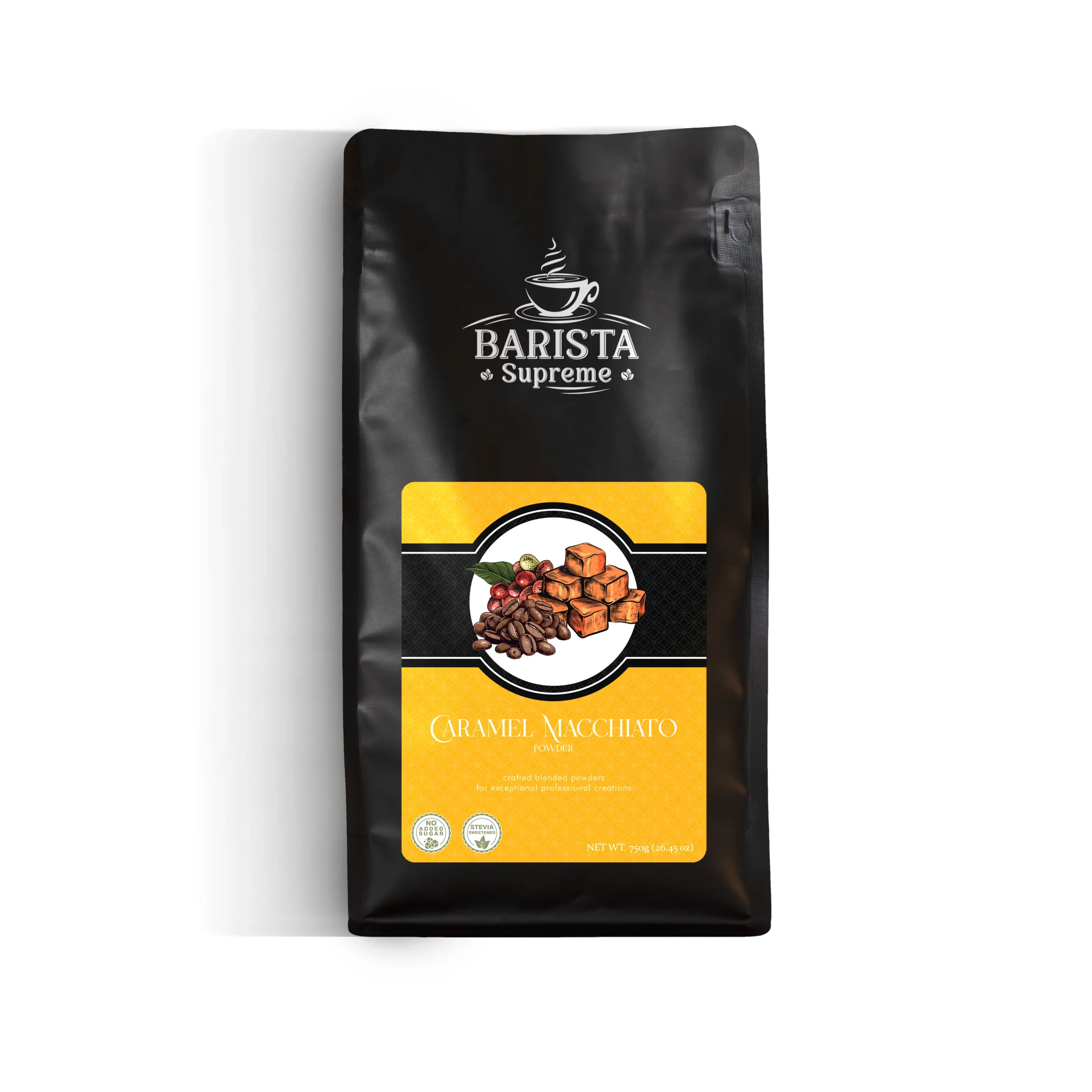 Barista Supreme Caramel Macchiato Powder 750g caramel coffee mix packaging front view