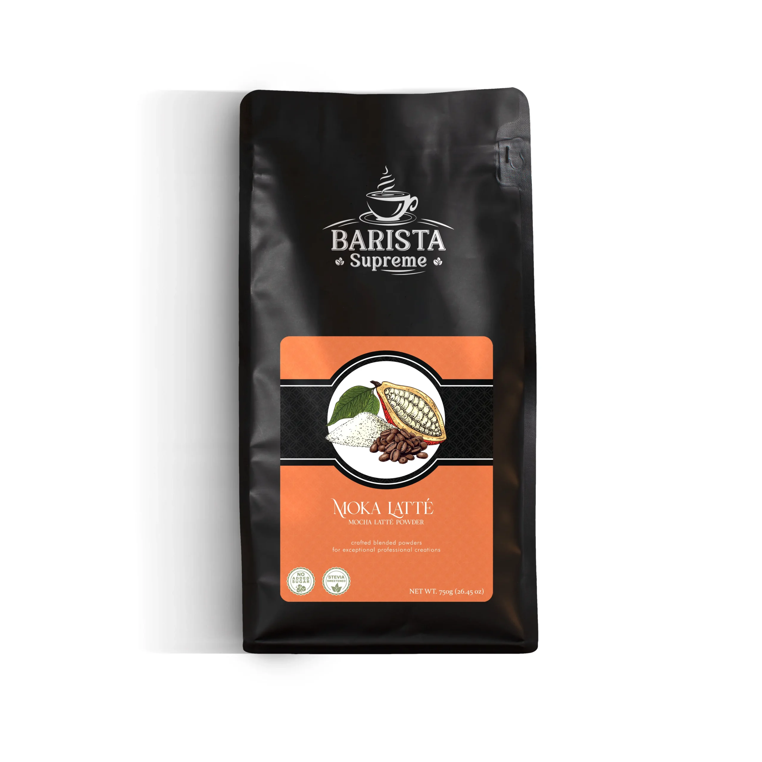 Barista Supreme Moka Latte Powder premium coffee drink mix packaging front view