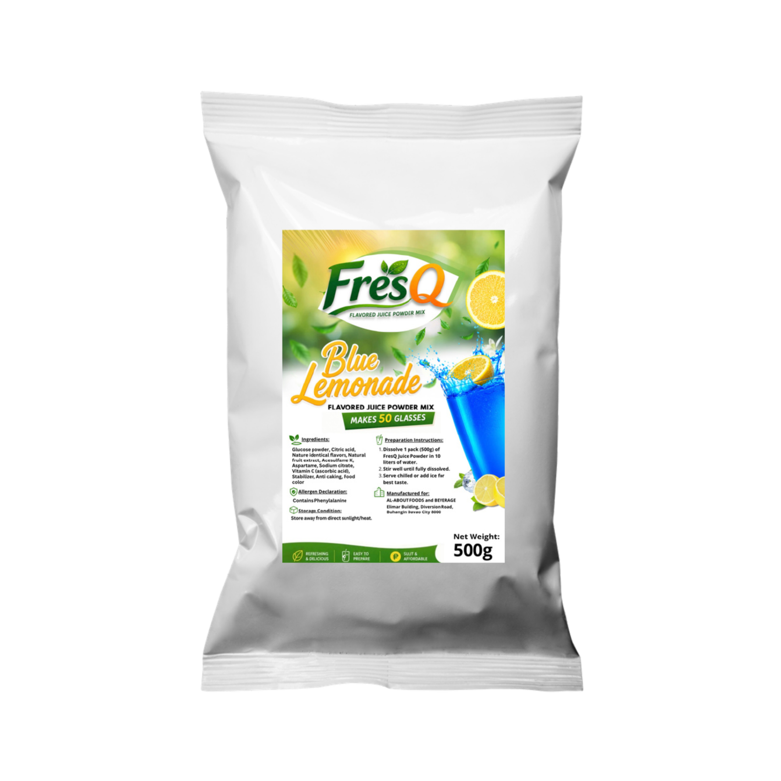 Fresq Blue Lemonade Juice Powder 500G