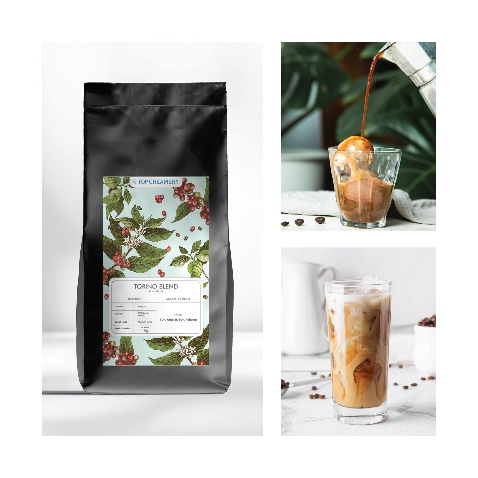 Torino Blend 50-50 Coffee Beans – Chain Grade 1kg photoset